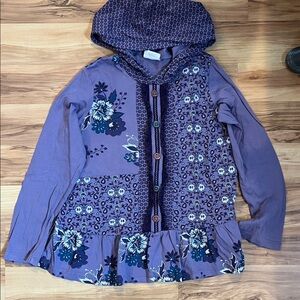 Naartjie Purple Floral Hooded Top